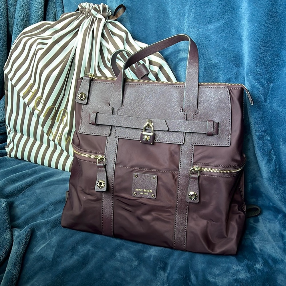Henri Bendel Jetsetter convertible back pack to crossbody. Deep Purple.